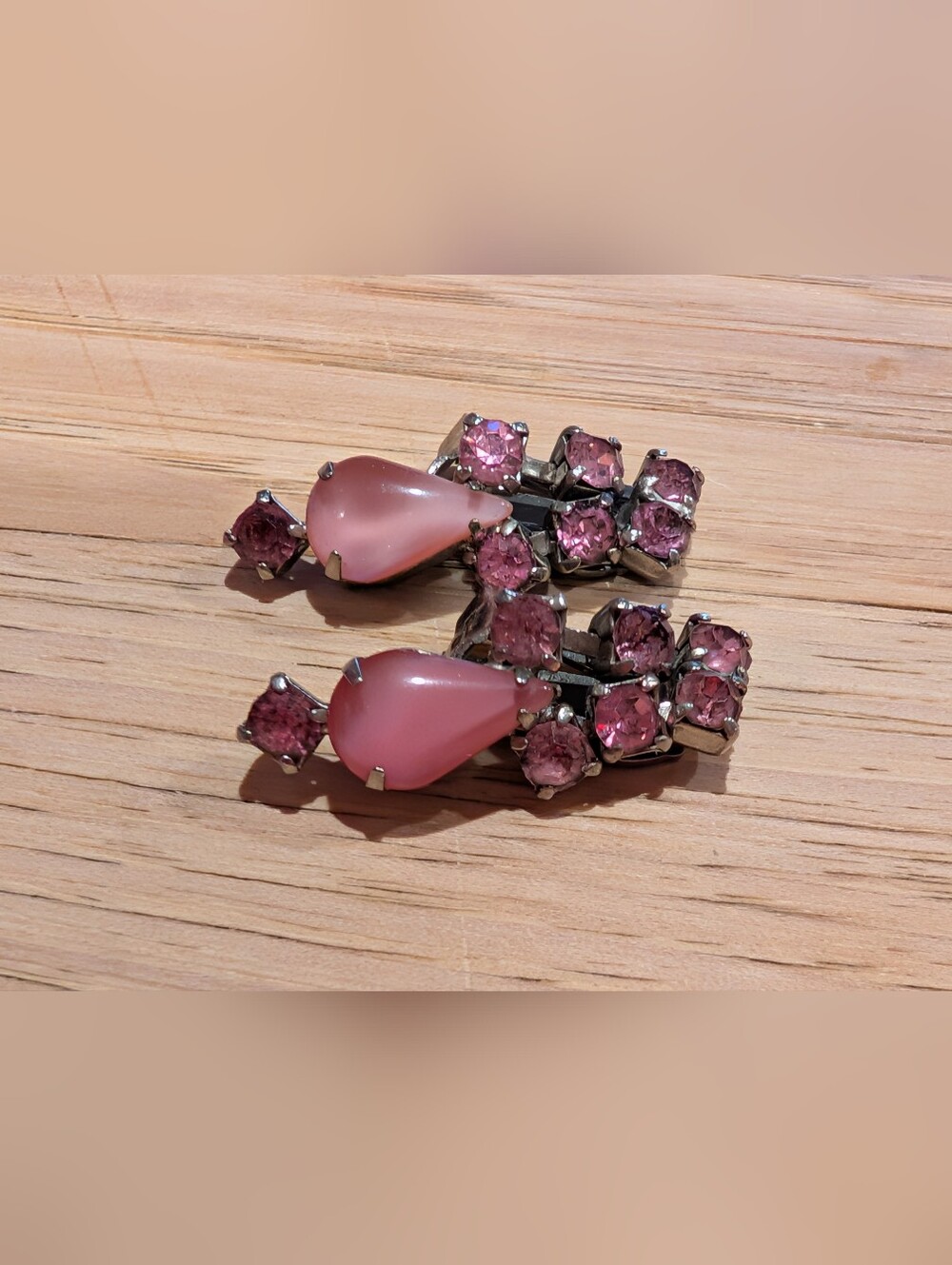 Pink Teardrop Crystal Drop Earrings